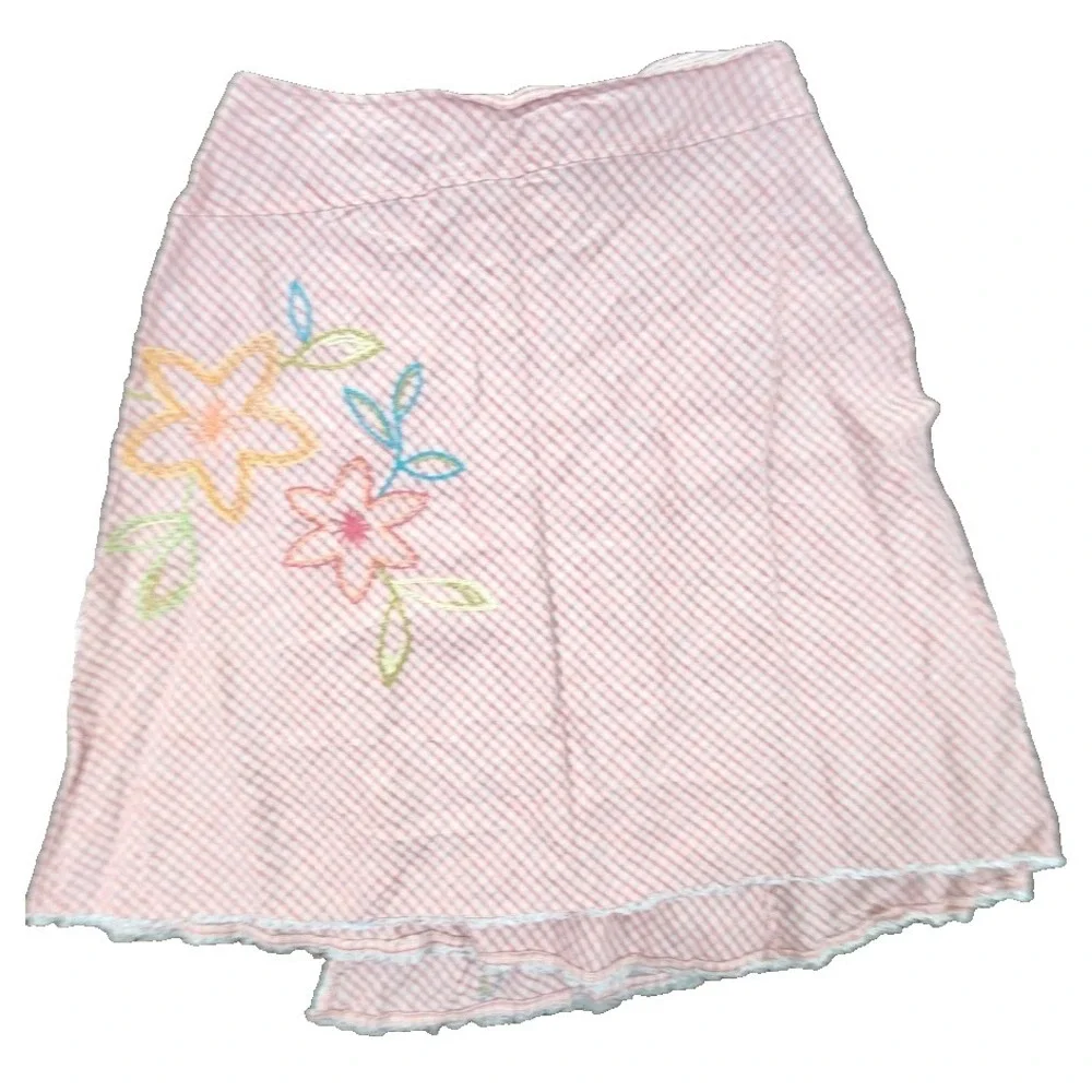 J. Jill Plaid Embroidered Flower Skirt Size 14‎